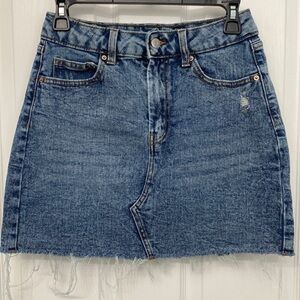 Wild Fable Raw Hem Denim High Waisted Mini Skirt Size 4